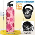 thumbnail image 2 of Kids Insulated Stainless Steel Sports Water Bottle 600ml Red Valentine's Day Pattern, 2 of 6