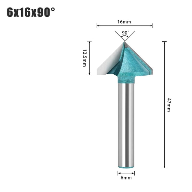 6mm V Router Bit Tungsten Steel Woodworking Milling Cutter 90 120 135 150 Degree