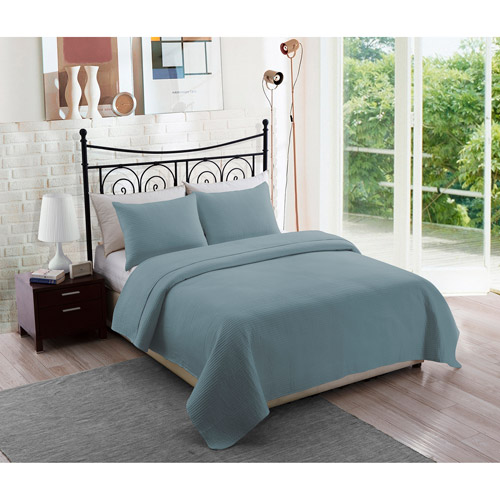 Solid Blue Bedding Quilt Set