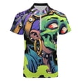 thumbnail image 4 of Psychedelic Zombie Skull Print Men Zipper T-shirt Summer Casual Short Sleeve T-shirt Top, 4 of 7