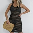 thumbnail image 4 of Womens Swimsuit Cover Ups Sleeveless Crochet V-Neck Hollow Out Mini Swim Dress, 4 of 6