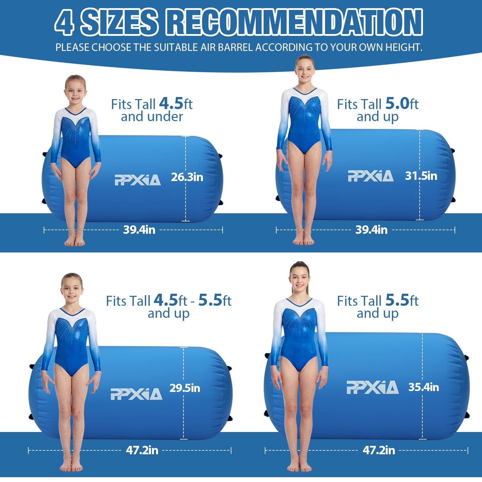 Air Roller Gymnastics Barrel For Tumbling, Inflatable Air Barrel For Back Handspring Training, Gymnastic Equipment With Pump For Yoga Training Cheerleading Home Use