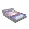 thumbnail image 2 of Ambesonne Landscape Fitted Sheet & Pillow Sham Set, Braches Snowy Sunset, Queen, Lavender Lilac White, 2 of 2