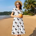 thumbnail image 4 of Sikiie Dachshund Dog Print Women's Short-sleeved Dress, Round Neck Slim Knee-length Dress, Summer Clothing Suitable for Daily Leisure and Vacation, 4 of 6