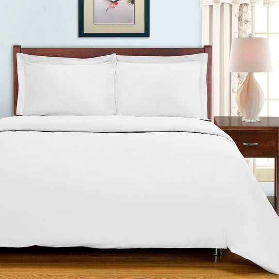 300 Thread Count 100% Cotton Solid Duvet Cover & Pillow Shams Set, Twin/Twin XL, White - Blue Nile Mills