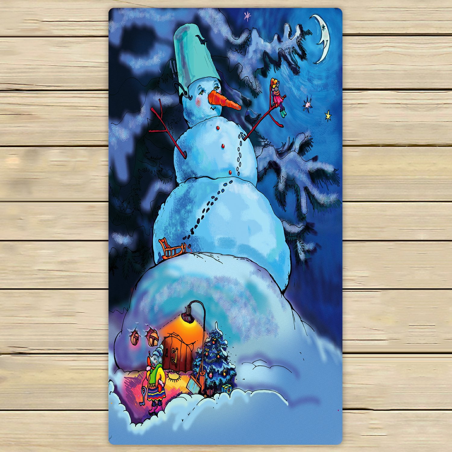 PHFZK Winter Snowman Towel, The Happy New Year Merry Christmas Hand