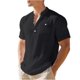 thumbnail image 2 of Ceisia Men's Slim Fit Short Sleeve Henley Shirt with Chest Pocket Casual Summer Top Black L Gifts, 2 of 9