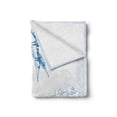 thumbnail image 2 of Surf Soft Flannel Fleece Throw Blanket, Contemporary Sketch Illustration Hawaiian Beach Surfboard Palms Ocean Water, Cozy Plush for Indoor and Outdoor Use, 50" x 60", Blue White, by Ambesonne, 2 of 6