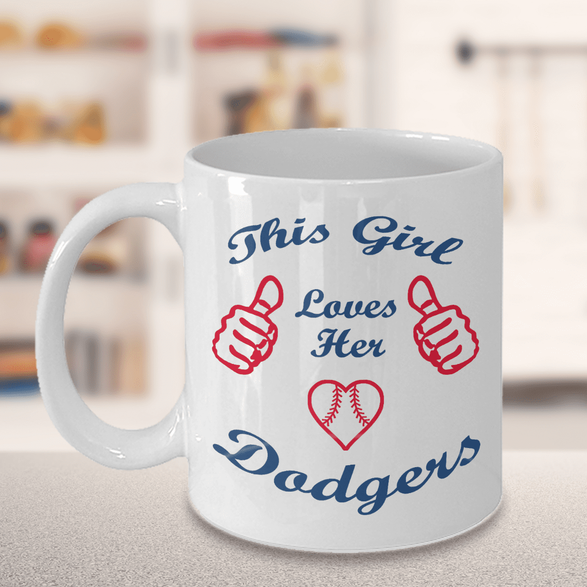 Baseball Fan Coffee Mug, This Girl Loves Her Dodgers-Travel Coffee Mug 14  oz For Baseball Player, Fan, Baseball Lover,Girlfriend…