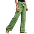 thumbnail image 6 of Minjewel Women's Solid Color Elastic Waist Loose Fit Breathable Cotton Linen Pants, Casual Trousers for Summer and Beach, Lightweight Comfortable,Green,2XL, 6 of 6