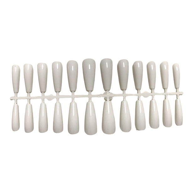 Qarigey 24 piezas de barniz de diseño de ataúd de uñas postizas puntas de uñas artificiales extralargas suministros de manicura estilo Arte de uñas blanco