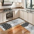 thumbnail image 3 of Kitchen Rugs Sets Of 2,Black Floral and Petal Pattern Anti Fatigue Kitchen Mat Rugs Non Slip Washable,Decorative Kitchen Floor Mats for Kitchen,Sink,Laundry,17"X47", 3 of 5