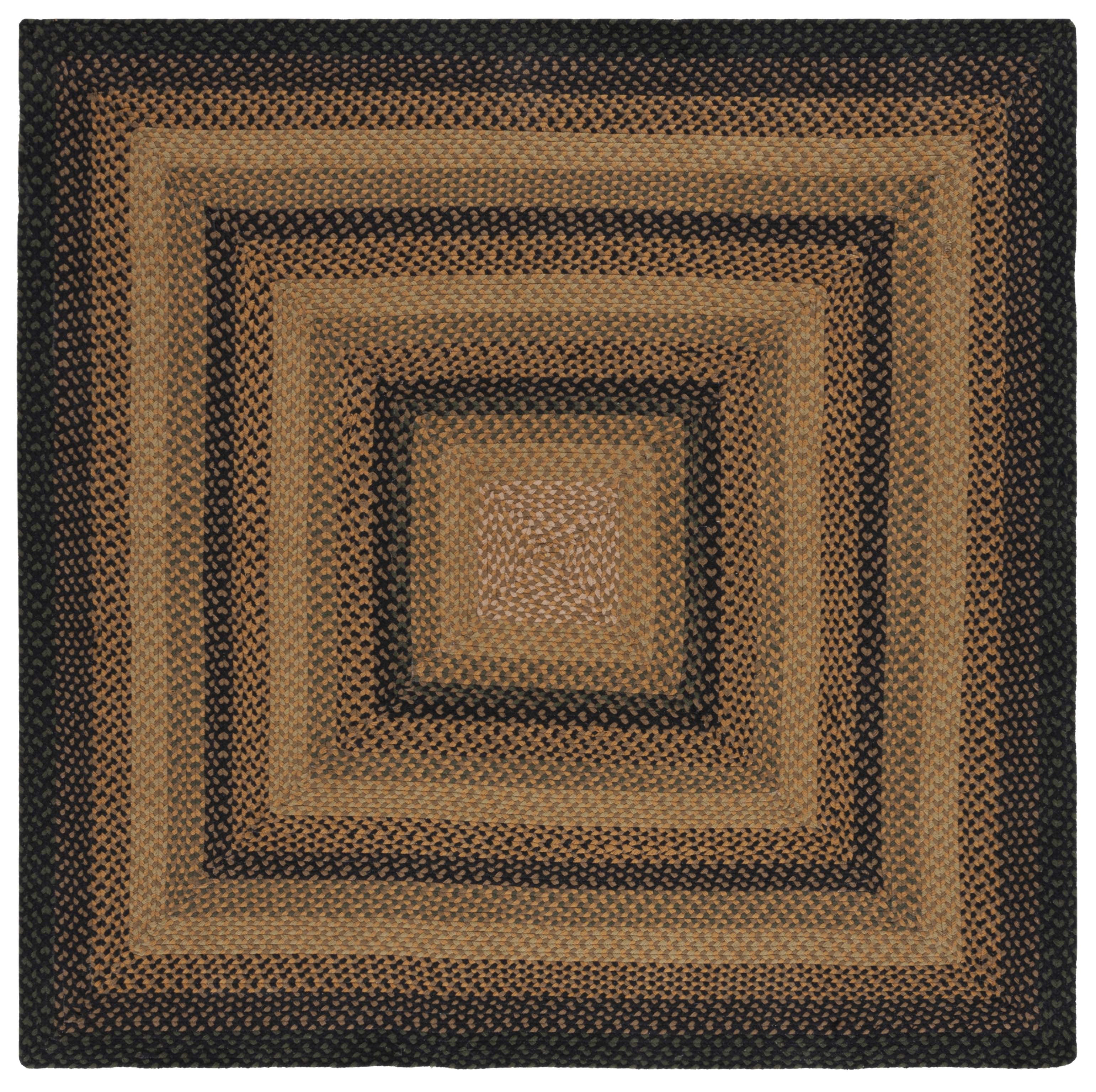 SAFAVIEH Braided Claes Bordered Reversible Area Rug, Gold/Sage, 6' x 6' Square