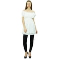 thumbnail image 2 of Bimba Women's Off shoulder Puff Sleeve Tops Elastic Waist Blouse Cotton Tunic, 2 of 9