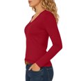 thumbnail image 4 of NominalSnug Long Sleeve Shirts for Women V Neck T Shirts Stretchy Plain Basic Tee Loose Fit Soft Fall Tops, 4 of 8