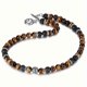 thumbnail image 1 of Men's 8mm Natural Tiger Eye Lava Bead Necklace Stainless Steel Toggle 18 Inch, 1 of 5