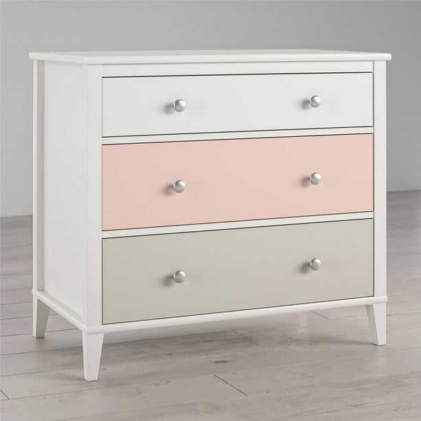 Little Seeds Monarch Hill Poppy White 3 Drawer Dresser, Peach and Taupe ...