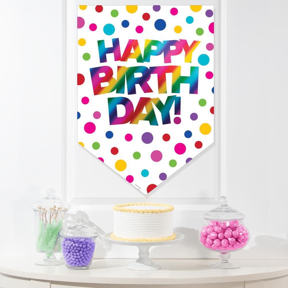 Panneau de porte Joyeux anniversaire en papier d'aluminium arc-en-ciel