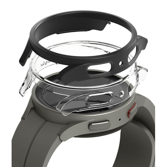 Ringke Slim Case [2 Pack] Compatible with Samsung Galaxy Watch 5 Pro 45mm, Watch5 Pro Bezel [Frame Only] Premium PC Hard Thin Cover - Clear & Black