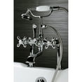 thumbnail image 3 of Kingston Brass CC110T1 Vintage 7" Center Deck-Mount Clawfoot Tub Faucet with Hand Shower, Polished Chrome, 3 of 8