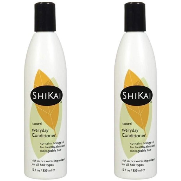 Acondicionador hidratante diario ShiKai (sin perfume, paquete de 2 de 12 oz) | Con Aceite De Borraja Y Jojoba | Promueve un cuero cabelludo saludable | Nutre y brilla | vegano