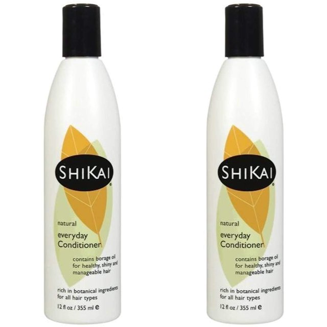 Acondicionador hidratante diario ShiKai (sin perfume, paquete de 2 de 12 oz) | Con Aceite De Borraja Y Jojoba | Promueve un cuero cabelludo saludable | Nutre y brilla | vegano