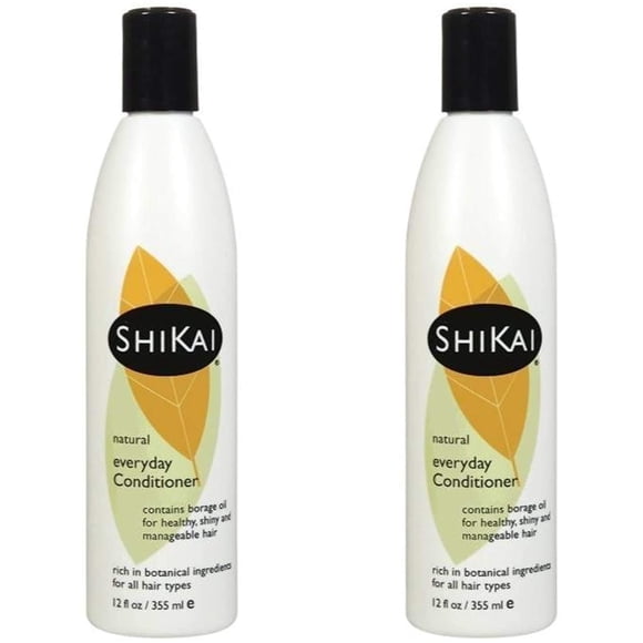 Acondicionador hidratante diario ShiKai (sin perfume, paquete de 2 de 12 oz) | Con Aceite De Borraja Y Jojoba | Promueve un cuero cabelludo saludable | Nutre y brilla | vegano