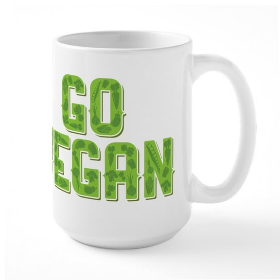 CafePress - Go Vegan - 15 oz Ceramic Large White Novelty Mug