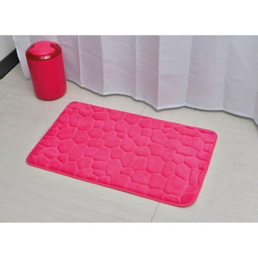 Bathroom Rug Memory Foam Mat 3D Pebble Fuchsia 32"L x 20"W