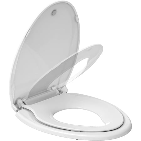 Elongated Toilet Seat With Toddler Seat,PP Material Family Toilet Seat Cover with Adult and Toddler Seat, Soft Close Design, Easy to Clean, Safe for Home Kids Potty Training