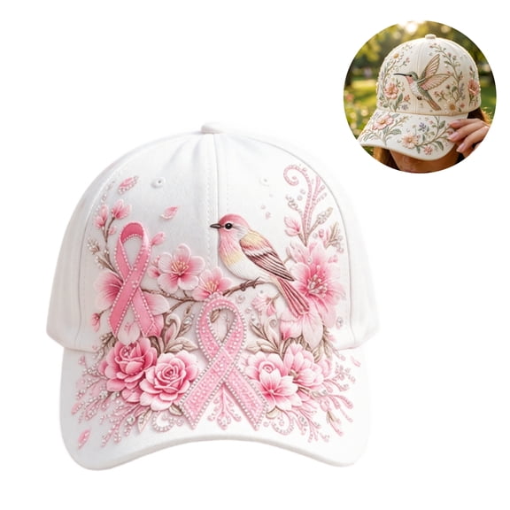 Mfakffe Breast Cancer Awareness Baseball Cap for Men Women Hummingbird October Support Hat Adjustable Casual Baseball Hat