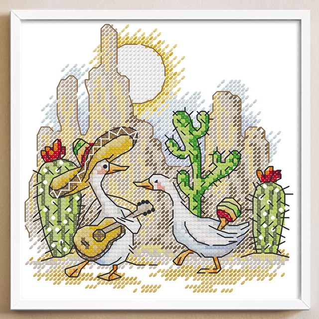 Cuadros Decorativos Hilo de bordar Kit de punto de cruz de animal impreso de 16 quilates de algodón ecológico parcial (DA868) DQrwqpou embutido en tela