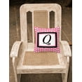 thumbnail image 2 of Letter Q Monogram - Pink Black Polka Dots Fabric Decorative Pillow, 2 of 2