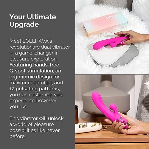 Ava Suction Lolli Dual-Function Wand, 24 Customizable Patterns for Women,  G-Spot Vibrator - Hot Pink