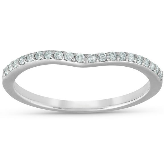 Pompeii 1/8cttw Diamond Curved Wedding Engagement Guard Enhancer Band 14k White Gold