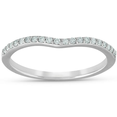 - 1/8cttw Diamond Curved Wedding Engagement Guard Enhancer Band 14k White Gold