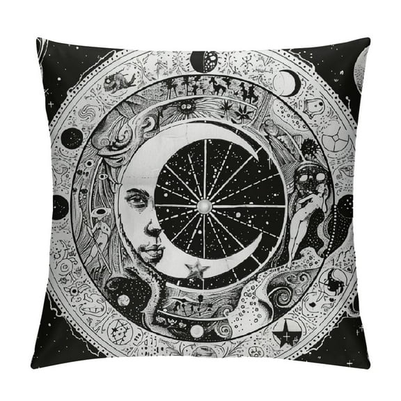 Autua Occult Stars Planets Graphic Decorative Cushion Throw Pillow Cover for Home Living Room Sofa Bed, Printed on Both Sides, 1PC 12x12in