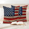 thumbnail image 4 of Pack of 2 Outdoor Pillow Covers,Waterproof Vintage American Flag Throw Pillow Covers,Blue Star Red Striped Wooden Decorative Pillowcases Cushion Covers for Couch Pillow Sham Protector 16x16 Inch, 4 of 8