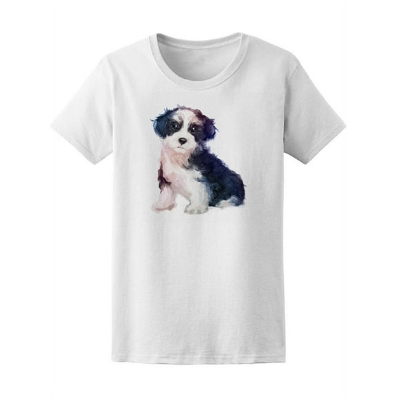 Watercolor Hand Painted Dog T-Shirt Women -Image by Shutterstock, Female Large