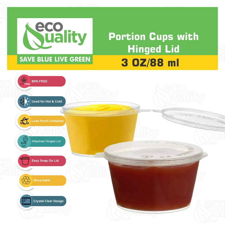 EcoQuality 3 oz Plastic Disposable Condiment Soufflé Container (Set of 50) EcoQuality