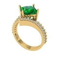 thumbnail image 2 of 2.3075 ctw Solitaire with Zirconia Diamond Accents Anniversary Ring for Women | Princess Cut Simulated Emerald | Hyperallergenic Solid 18K Yellow Gold, 2 of 5