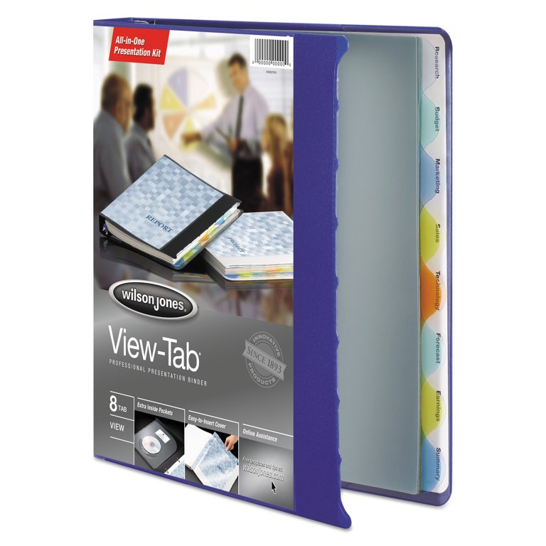 Wilson Jones View-Tab Presentation Round Ring View Binder w/Tabs, 1 Cap, Blue