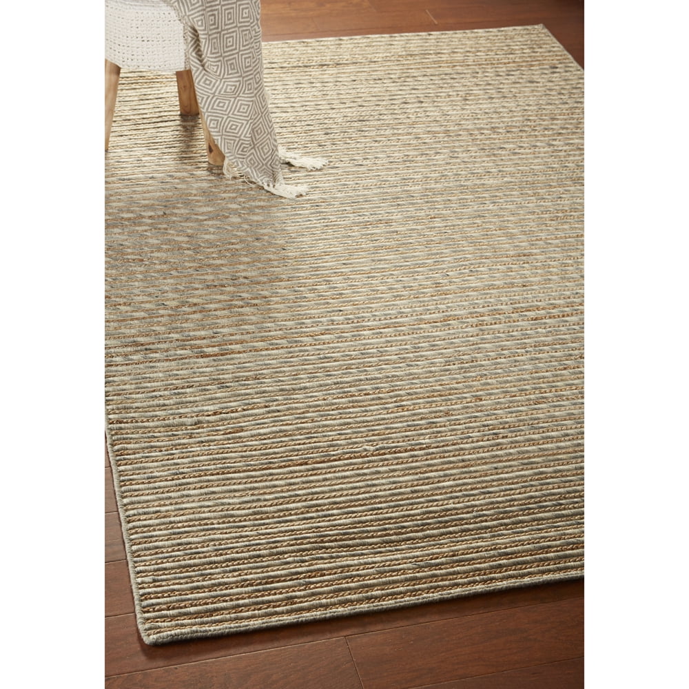 Ox Bay Topanga Braided Jute Silver 5 Feet x 7 Feet 9 Inches Striped Area Rug