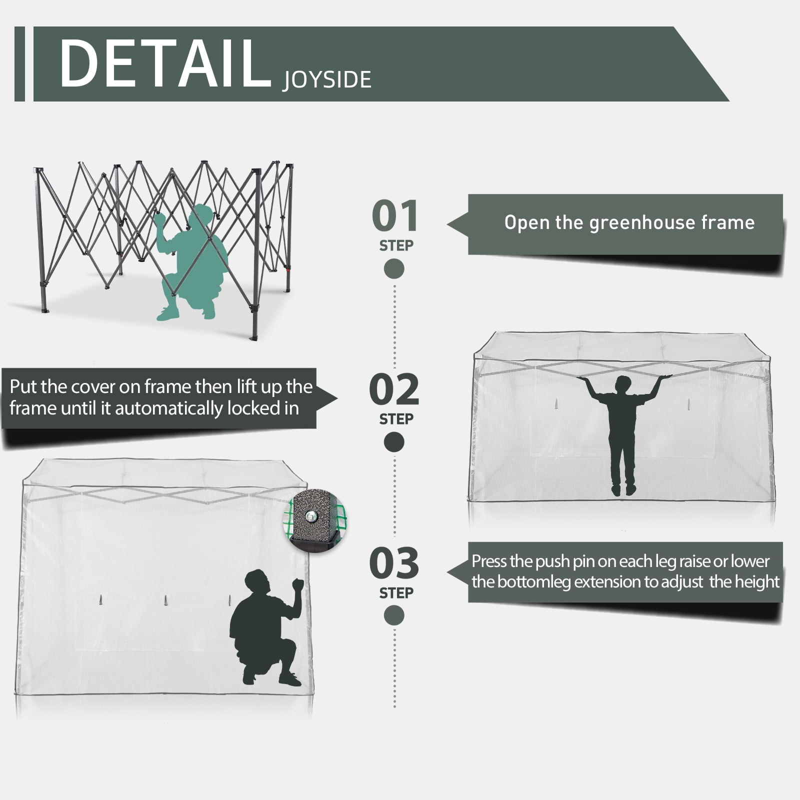 Meetleisure 6.9 FT x 8.5 FT x 7.2 FT Pop-up Outdoor PVC Greenhouse, White