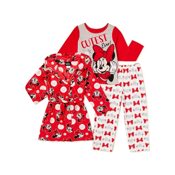 Disney Minnie Mouse 3-Piece Girls Pajama Robe Set