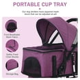 thumbnail image 2 of Folding Pet Stroller Dog Cat Stroller with Detachable Carrier Storage Basket, 3 in 1 Lightweight Waterproof Travel Stroller(Purple), 2 of 10