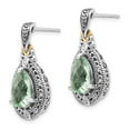 thumbnail image 2 of 925 Sterling Silver With Real 14kt Diamond & Green Quartz Earrings; for Adults and Teens; for Women and Men, 2 of 3