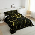 thumbnail image 3 of Black Yellow Honeycomb Comforter Set Neon Hexagon Bedding Sets Geometric Beehive Full Size Quilt Sets ,Abstract Line Art Duvet Insert Modern Geometry Room Decor, 3 of 5