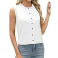 thumbnail image 2 of Sweater Vest Women 2025 Spring Summer Casual - Knit Sleeveless Button Down Tank Tops Trendy Clothes White M, 2 of 7