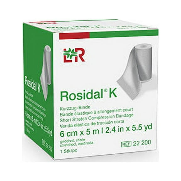Lohmann & Rauscher Rosidal K Short Stretch Bandage, 6cm x 5m, with bandage clips